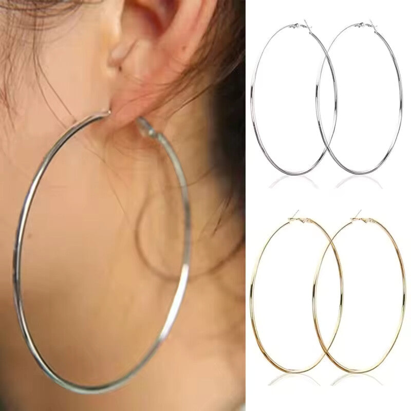 30-100mm Small Big Circle Hoop Earrings