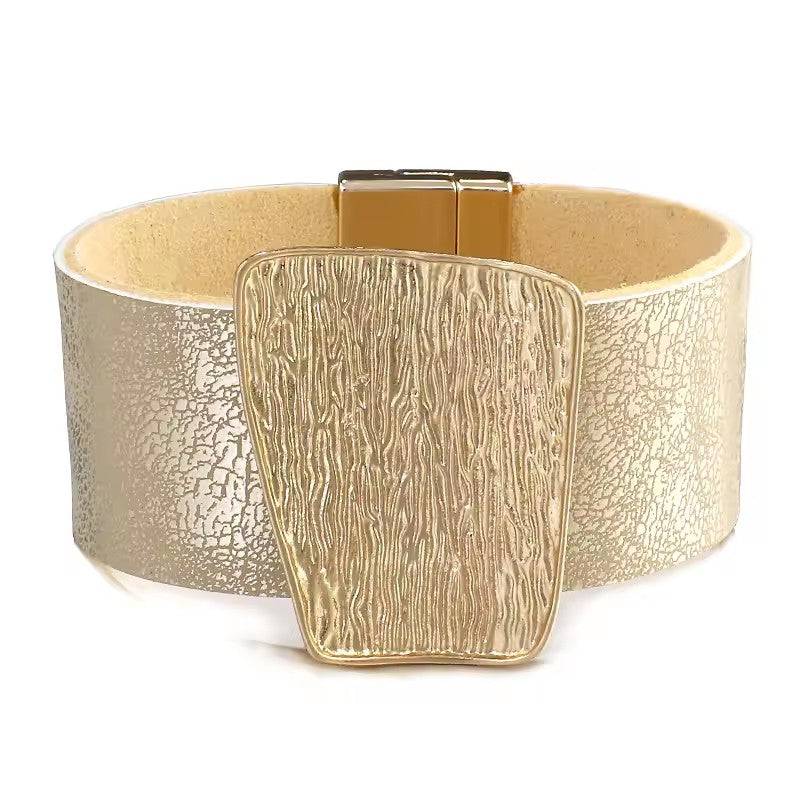 Champagne Gold Color Leather Bangles