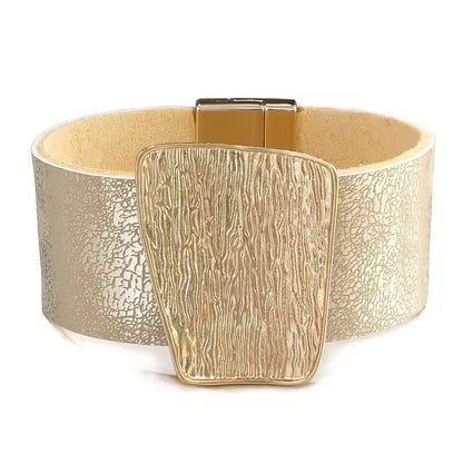 Champagne Gold Color Leather Bangles