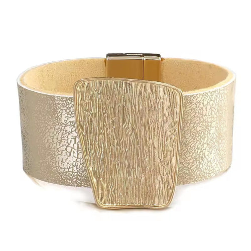 Champagne Gold Color Leather Bangles