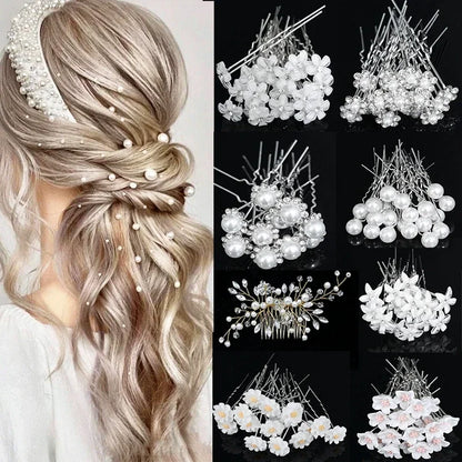 Elegant Pearl Crystal Hairpin Wedding Bridal