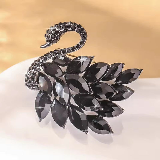 Elegant Crystal Swan Brooch