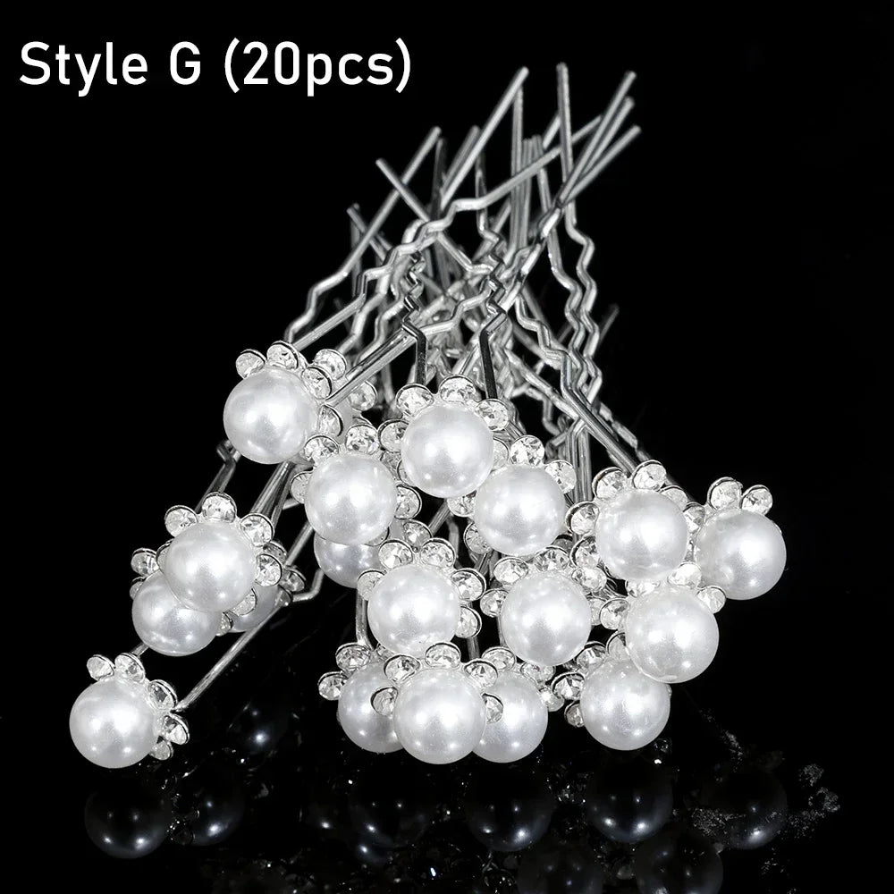 Elegant Pearl Crystal Hairpin Wedding Bridal
