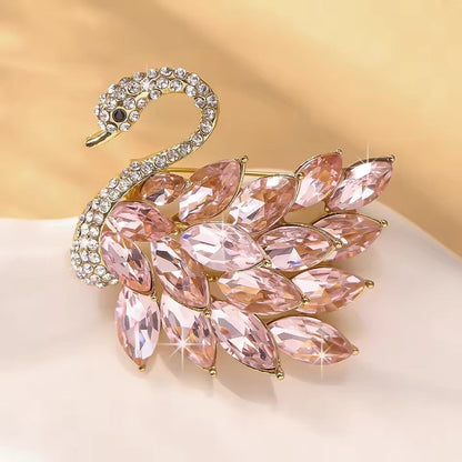 Elegant Crystal Swan Brooch